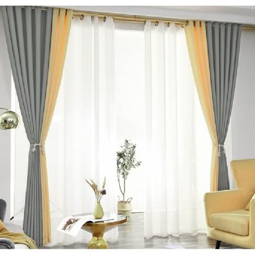 Light luxury pure color linen curtains Nordic style for living room bedroom study modern minimalist curtains tulle custom