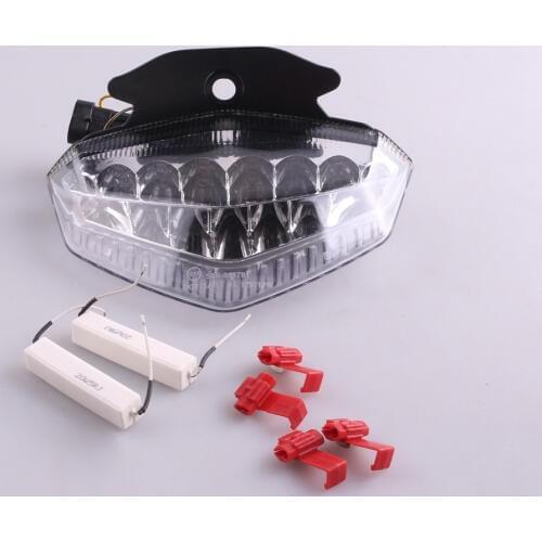 E-Mark Motorcycle LED Rear Tail Brake Light Turn Signal Lamp Integrated For DUCATI HYPERMOTARD 2009 2010 2011 2012 Clear