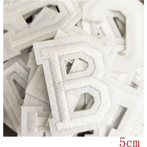 Embroidery English Letter White color Patches Iron on Sticker 3D Stripe Diy Name Brand Logo