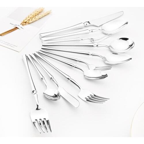 Mirror Dinner Knife Fork Spoon 18/10 Stainless Steel Dinnerware Set Unique Luxury Cutlery Silverware Tableware Set Dropshipping