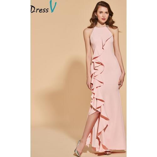 Dressv pearl pink evening dress mermaid elegant split-front floor-length wedding party formal dress beading evening dresses