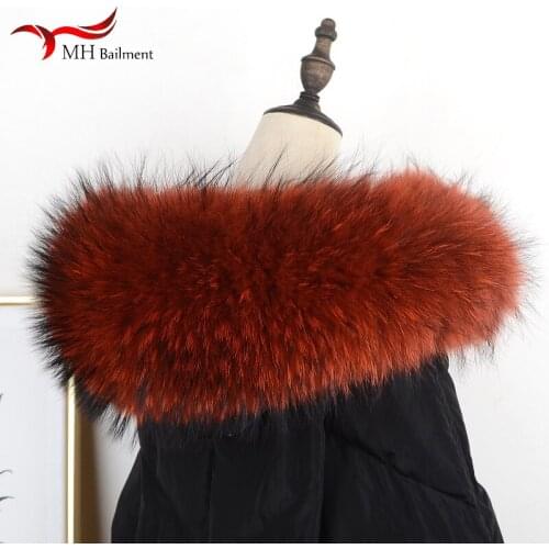 Winter New Coat 100% Real Fox Fur Collar Female Luxury Raccoon Authentic Warm Neck Fashion Brand Scarf Scarves Women Shawl W#32