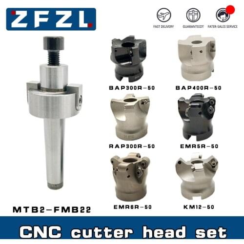 1pcs MT2-FMB22 tool holder+1pcs BAP300R-40 BAP300R-50 BAP400R-50 RAP300R-50 EMR5R-50 EMR6R-50 KM12-50 CNC cutter head set