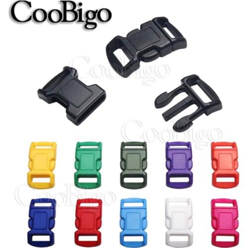 20pcs Plastic Colorful 3/8"(11mm) Curved Side Release Buckle For Survival Paracord Bracelet Backpack Strap Pets Collar Parts