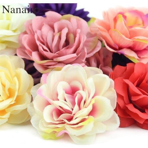 100Pcs 7cm Rose Artificial Silk Rose Flowers Wall Heads For Home Wedding Decoration DIY Wreath Accessories Craft Fake Flower