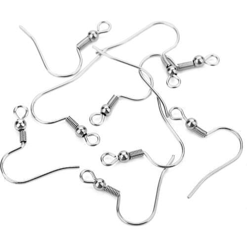 100pcs/lot Stainless Steel Earrings Wire Hook Rhodium 2 Styles Earring Hooks for DIY Earrings Jewelry Making Findings