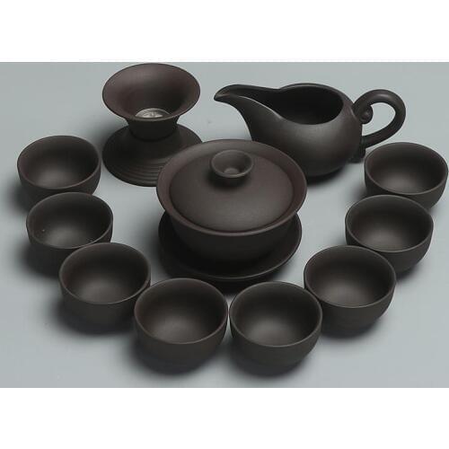 11pcs Purple Clay Teaset,Handmade Yixing Zisha Boccaro Kongfu teapot cup Gaiwan Chinese Tea Ceremony