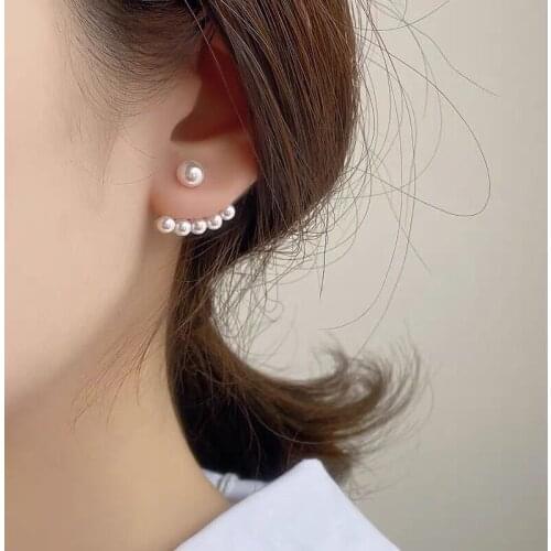 Pearl Earrings Retro Simple Back Hanging Earrings Temperament Girl Heart Joker Trinkets Stud Earrings for Women Piercing Jewelry