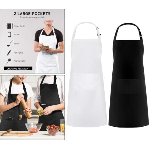 2 Pieces 70x80cm Large Cooking Apron Waterproof Waterdrop Resistant with Pocket Adjustable Bib BBQ Drawing Accessories