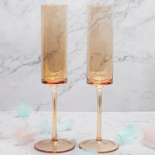 2Pcs Champagne flutes glass set crystal champagne glasses Cup Amber gray goblet wine glass creative home drinking wedding cups