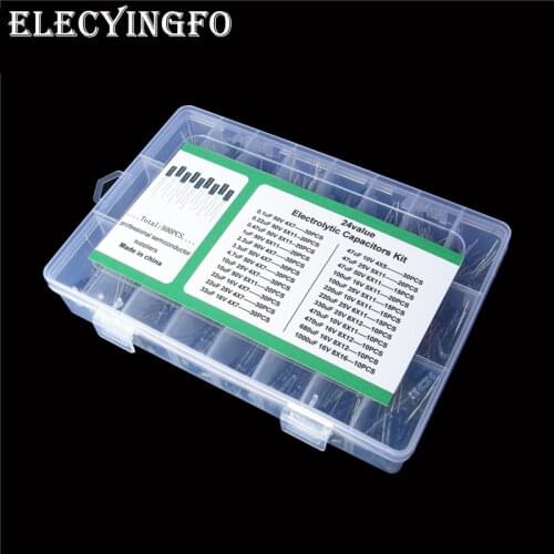 24value 500pcs Commonly used 10V/16V/25V/50V 0.1uF-1000uF 1uF 4.7uF 10uF 22uF 47uF 100uF 220uF electrolytic capacitors kit box