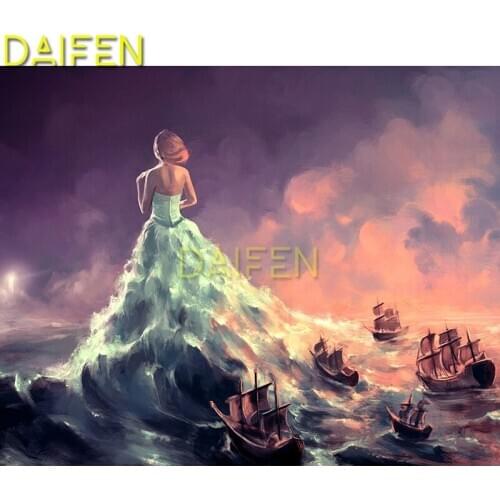 5 DIY Diamond painting Full Square Diamond mosaic sea empress wave lighthous sailboat Full Round Diamond embroidery Cross stitch