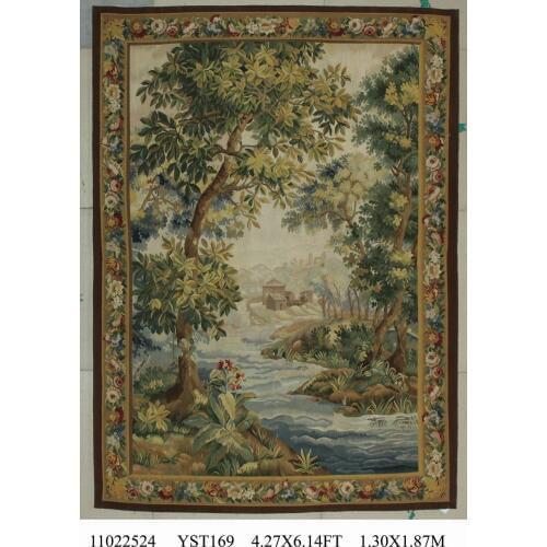 Aubusson - Vintage Wool Floral Tapestry Fashionable Household Decorates Circular Printed Home Decorative Square