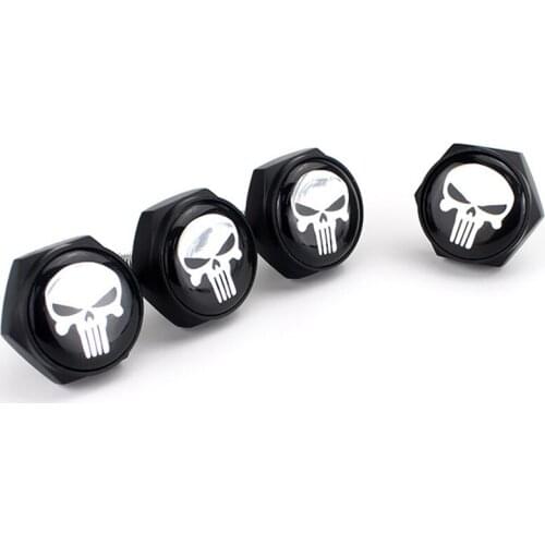 Skull License Plate Bolts, Universal License Plate Fasteners Screws Caps for Motorcycle Chopper Car Tag Frame