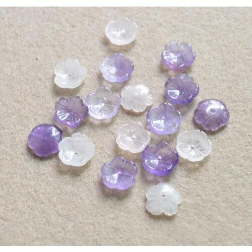 5pc Carved Real Stone Flower Natural Quartz Loose Beads Purple Crystal Bead Accessories For Jewelry Making DIY Findings DYL0037