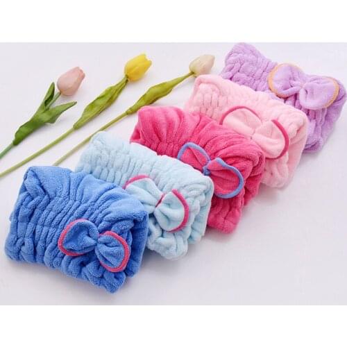 Microfibre Quick Hair Drying Bath Spa Bowknot Wrap Towel Hat Cap For Bath Bathroom Accessories Hairdressing Accessories