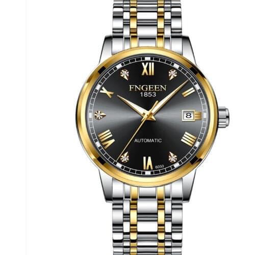 Watch Mens Steel Band Drill Face Automatic Mechanical Watch Waterproof Luminous Calendar Student Sports Watch Mens Watch