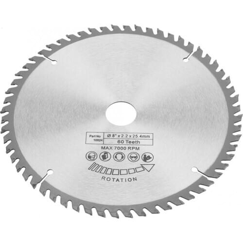 200mm Silver TCT Circular for Wood Cutting 60 Teeth + 1Pcs Reduction Rings Tool