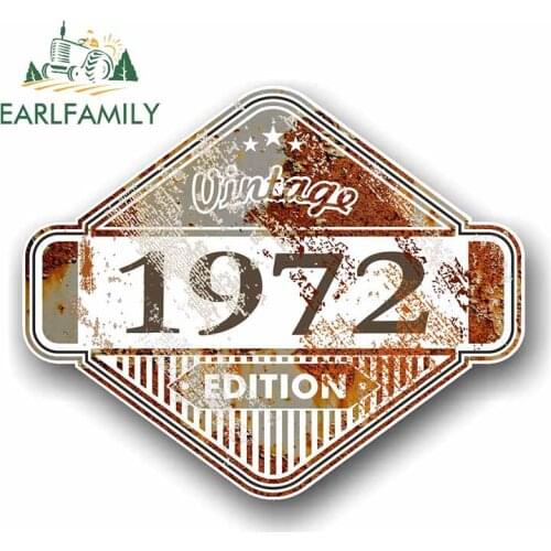 EARLFAMILY 13cm x 10.8cm Rusty Patina Aged Vintage Edition Year 1972 Design Vinyl Car Sticker Window Bumper Trunk Decal