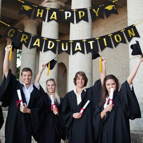Congrats Grad Bunting Graduation Banner Senior Bachelor Prom Decor Flag