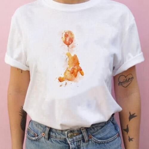 Disney Winnie the Pooh Printed T-shirt Women Summer Shirts for Girl Sleeve Graphic Unisex Tee Harajuku Crew Neck Camisetas Mujer