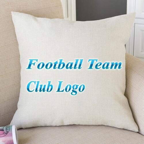 Customized Football Team Club Logo Cushion Cover Madrid Barcelona Fans Decorative Personalized Sofa Throw Pillows Cotton Linen