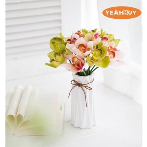 2PCS 6Color Artificial Silk Orchid Flower For DIY Wedding Flower Bridal Bouquet Decor Accesories Home Decorative Flower NO VASE