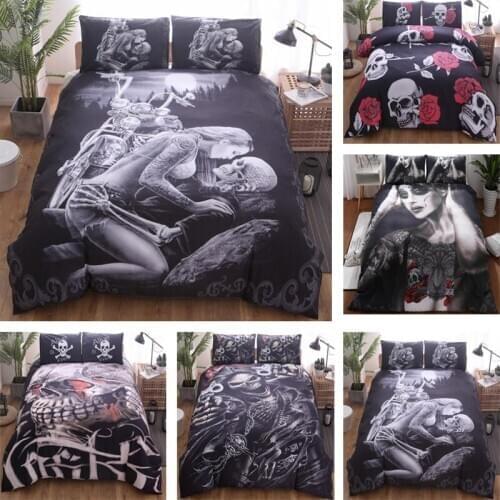 Cool 3D Skelet Skull Design Polyester Bedding Set Duvet Cover Quilt Cover Pillowcases Without Filler Without Sheet Home Textile