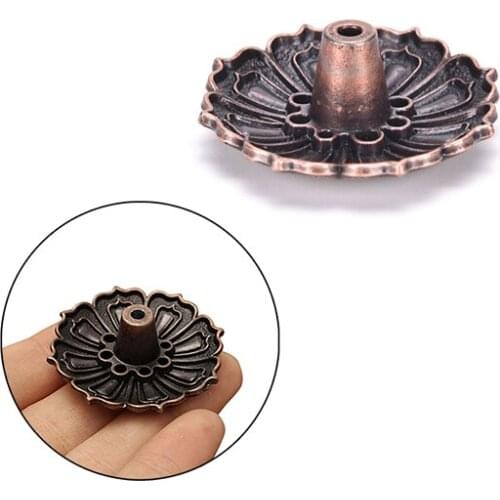 Lotus Bronze 9 Holes Censer Plate For Cone Burner Holder Incense Holder Copper Nine-hole Incense Holder Seat Copper Cone Statue