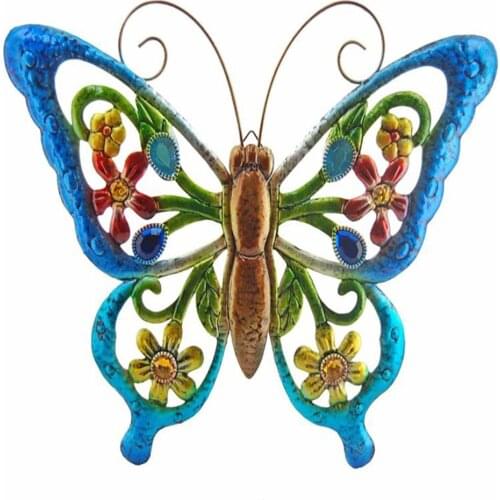 Metal 3d Butterfly Wall Hanging Art Decorations Home Garden Ornaments Scrolling Antennae With Hook For Easy Hanging
