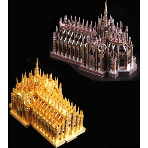 Microworld 3D Metal Nano Puzzle Milan Cathedral Duomo Gothic Building Models,Laser Cut Jigsaw DIY Assembled Toy For Adult&kid