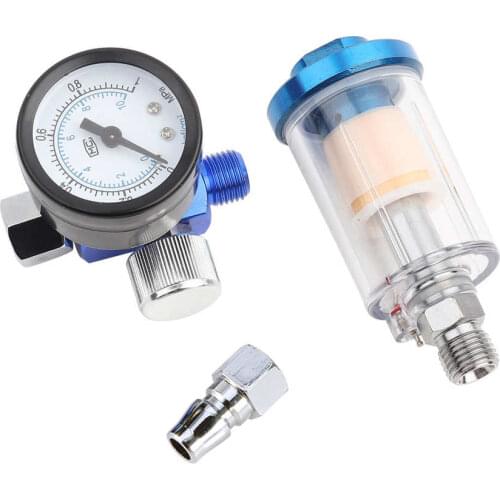 Mini Air Pressure Regulator Aluminum Alloy Spray Gun Pressure Gauge Regulator In-Line Water Trap Filter Pneumatic Tool
