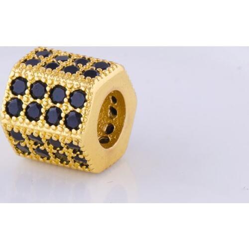 Fashion Geometric Black CZ Beads for Men Bracelets & Bangles Jewelry Making Simple Charms Spacer Beads DIY Accessories Findings
