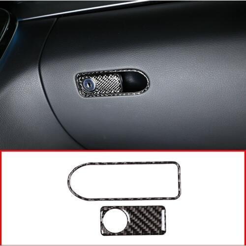 2pcs Real Carbon Fiber Glove Storage Box Handle Trim Stickers For Mercedes Benz GLC C Class W205 X253 C180 C200 2015-2019 Parts