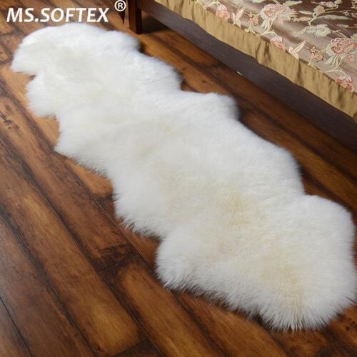 MS.Softex Natural Sheepskin Rug Bedroom Australian Sheepskin Floor Rug Cushion Winter Warm Rug Long Wool Sofa Cover