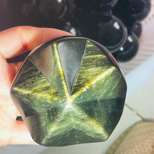 Natural Obsidian Lotus Craft Home Decoration Arts&Collection Fengshui Ornaments