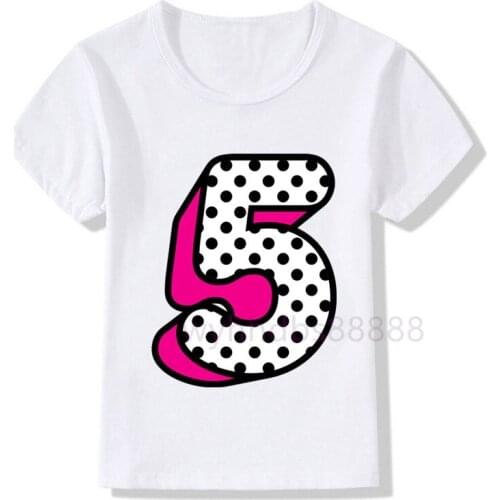 Number Birthday Shirt Number T-Shirt Birthday Children Top Tee Party Shirt Gift Fashion Baby Boy Girl Clothes Cartoon 1-9