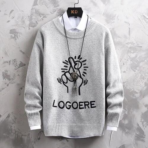 2021 new mens hip-hop knitted pullover sweater streetwear Harajuku autumn and winter oversized fashionable casual pullover