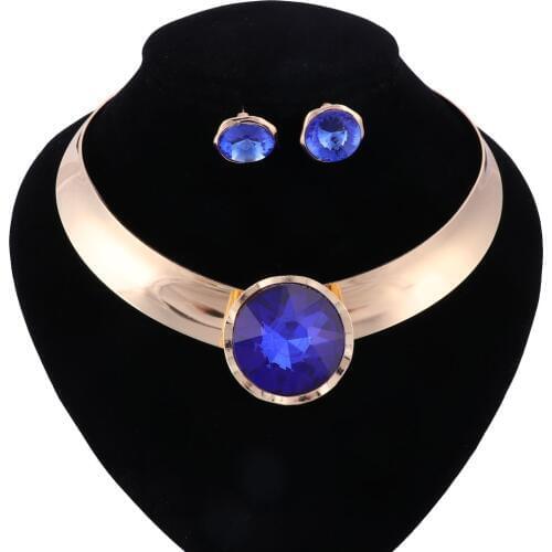 New Fashion Bib Collar Necklace Pendant Chunky Luxury Choker Unique Crystal Statement Necklace Earring Women Party Jewelry Sets
