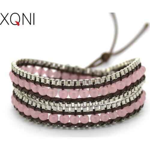 2017 New Arrival Fashion High Quality Pink Beads Women Bracelets European style Girls Hansmake Charm Bracelet