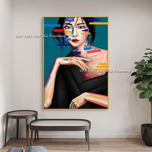 The Charming Girl Face Portrait Abstract Handmade Oil Painting On Canvas Figure Wall Art Picture Home Decoration Woman Figure