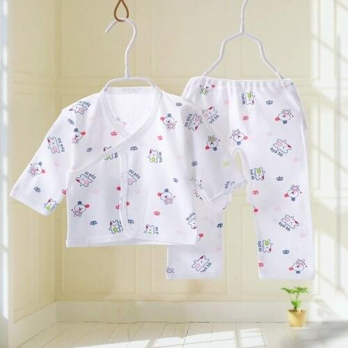 Newborn 0-6 Months Baby Clothing Infants 100% Cotton Print Cartoon Soft Underwear 4 Seasons Suit For Toddlers Girls Wholesale