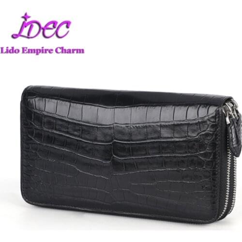 Original Luxury Brand Mens Wallet Business Clutch Crocodile Leather Purse Fashion Man Card Holder With Duoble Zipper Phone Bag