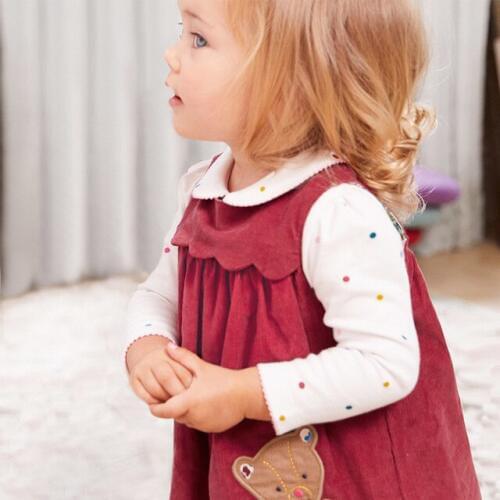 2 3 4 5 6 7 Years Toddler Girls Dress High Quality Corduroy Sleeveless Infant Dresses Kids Clothing Cartoon Bear Princess Dress