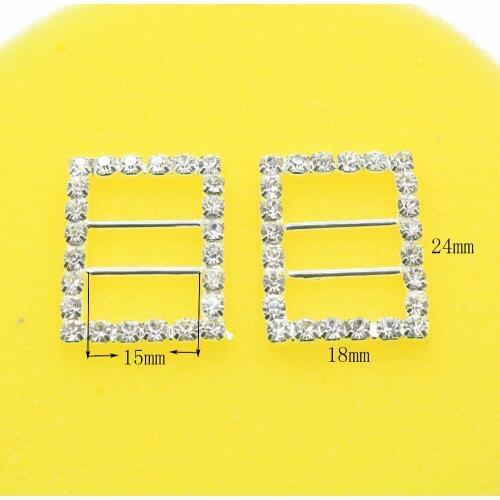Supply10pcs/lot/ 18mm*24mm Double bar Ribbon slider Rhinestone Wedding Decoraion buckles/ DIY Ornament accessories