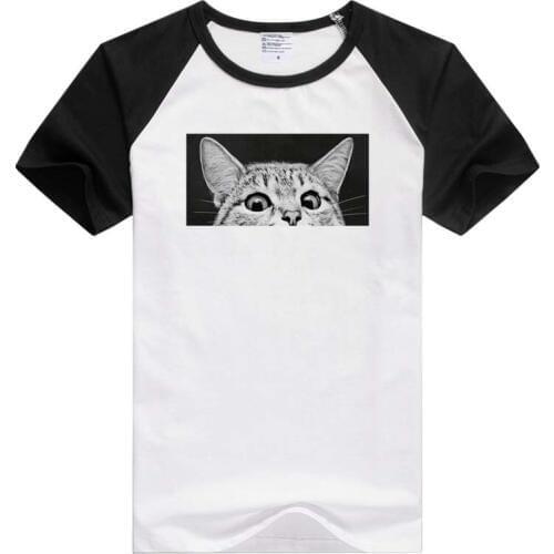 Voyeur cat meow short sleeve casual Men Women T-shirt Comfortable Tshirt Cool Print Tops Fashion GA463