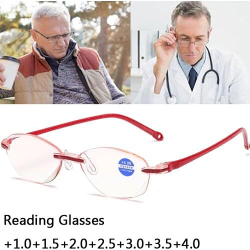 Presbyopia Memory Hyperopia Frameless Magnifier Eyeswear Anti Blue Light Reading Glasses Rimless +1.0+1.5+2.0+2.5+3.0+3.5+4.0