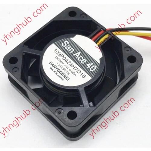 SANYO DENKI 109P0424H7D16 Server Cooling Fan DC 24V 0.08A 3-wire 40x40x15mm