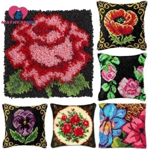 Do it yourself latch hook rug kits tapestry kits Flowers carpet embroidery sale sets latch hook pillow cross-stitch pillow hobby