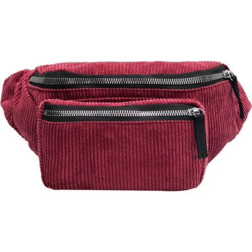 New Women Waist Bag Lady Girls Corduroy Fanny Pack Belt Messenger Satchel Shoulder Bags Fashion Large
